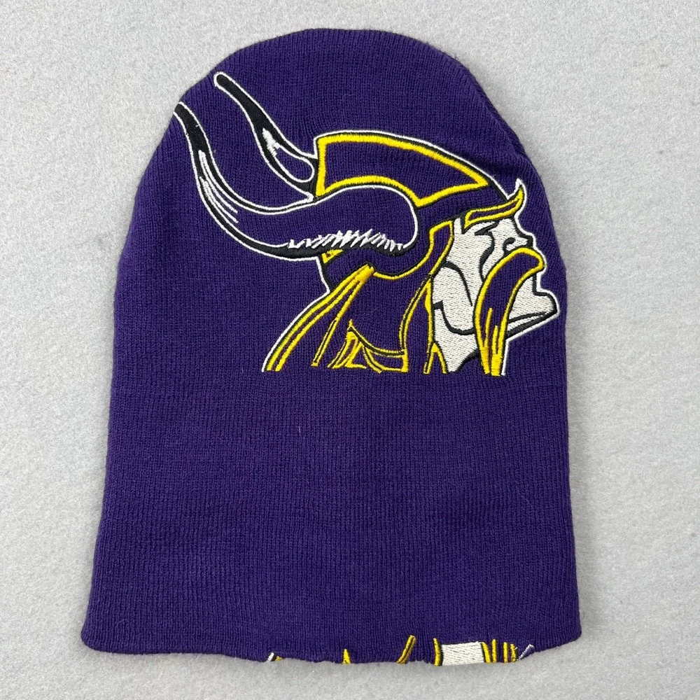 VTG NFL Minnesota Vikings Beanie Mens Embroidered Knit Hat Winter Game Day OSFM